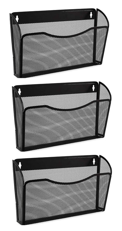 EASEPRES 3 Pack Mesh Wall Mounted File Holder Organizer Metal Hanging Vertical Paper Mails Rack Storage Wire Single Document Filling Holder Pocket for Office and Home, Black 🍁 All In One Marketplace Canada