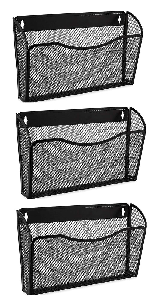 EASEPRES 3 Pack Mesh Wall Mounted File Holder Organizer Metal Hanging Vertical Paper Mails Rack Storage Wire Single Document Filling Holder Pocket for Office and Home, Black 🍁 All In One Marketplace Canada EASEPRES