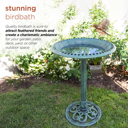 Alpine Corporation 28" Tall Outdoor Birdbath with Scrollwork Decoration Yard Statue 🍁 All In One Marketplace Canada