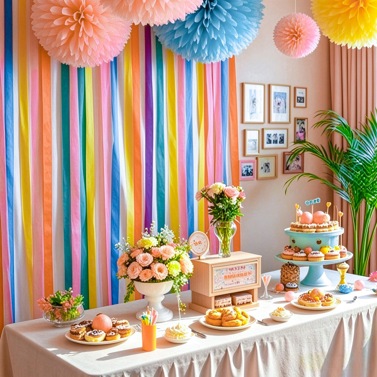 8 Rolls Crepe Paper Streamers, Rainbow Streamers Birthday Decorations 🍁 All In One Marketplace Canada