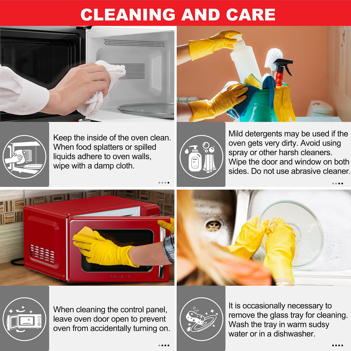 Galanz GLCMKZ07RDR07 Retro Countertop Microwave Oven with Auto Cook & Reheat, Defrost, Quick Start Functions, Easy Clean with Glass Turntable, Pull Handle,0.7 cu ft, Red