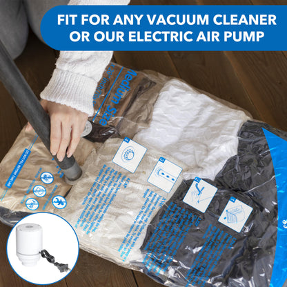 8 Pack Vacuum Storage Bags with Electric Air Pump，2 jumbo,2 large,2 midium,2 small bags,travel vacuum bags for luggage,vacuum seal bags for clothing travel