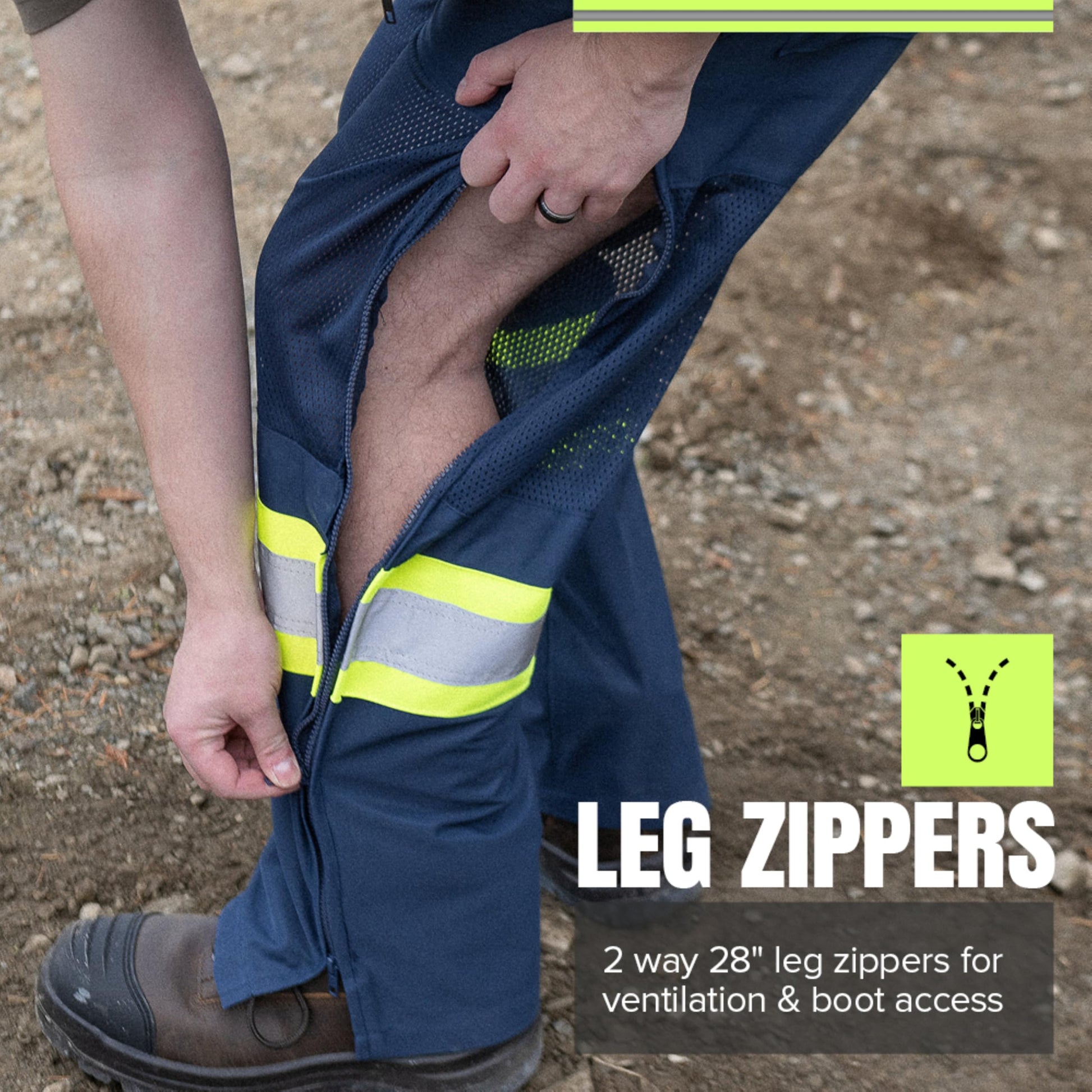 Pioneer Hi Vis Pants for Men - Breathable Mesh - Blue Pioneer