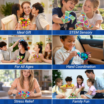 TOSY Magnet Pyramid Glow - 1 Cube Transforms into 1 Billion Shapes, 12 Pieces, 243 Rare Earth Magnets, Glowing, Christmas Stocking Stuffers Gift for Kids, Creative Puzzle STEM/STEAM Toy, 4-Pack 🍁 All In One Marketplace Canada