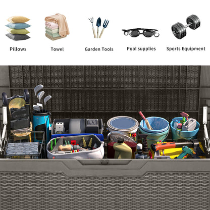 YITAHOME 100 Gallon Large Resin Deck Box Outdoor Storage Boxes for Patio Furniture, Outdoor Cushions, Garden Tools and Pool Supplies-Waterproof,Lockable (Taupe) YITAHOME