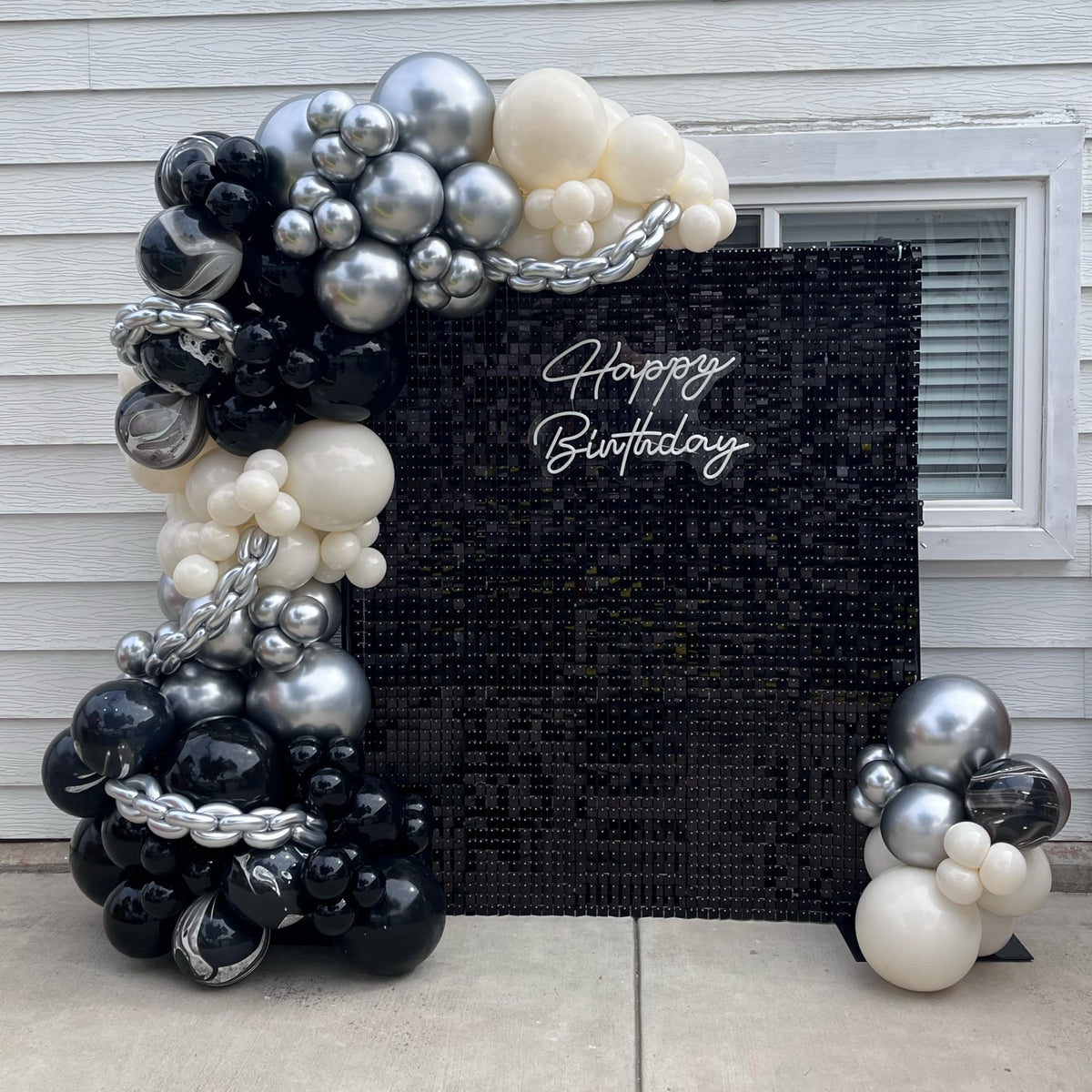 Toile de fond scintillante noire 6 pi x 4 pi, mur à sequins pour photo de fête, décoration pour anniversaire, Halloween et fiançailles
