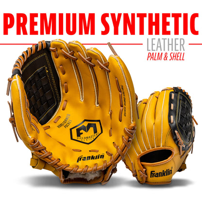 Franklin Sports Baseball and Softball Glove - Fieldmaster Adult + Youth Baseball Gloves - Mens + Womens Infield + Outfield Mitt - Right Hand Throw - 10.5" Franklin Sports