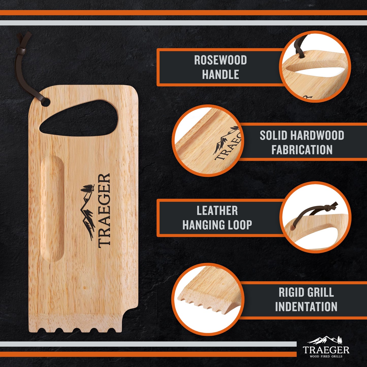 Traeger BAC454 Wooden Scape Grill Scraper, Wood Traeger