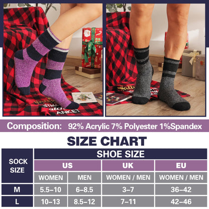 MOGGEI Heated Thermal Socks for Men Women Winter Warm Thick Insulated Ski Crew Socks Gift Stocking Stuffers for Women 3 Pairs(Purple/Black/Light Grey,M) 🍁 All In One Marketplace Canada