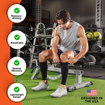 Calf Compression Sleeves for Men and Women - (1 Pair) Footless Compression Socks Support for Varicose Vein, Nursing, Pregnancy, Running - PhysFlex Leg Sleeve Brace for Shin Splints, Pain Relief and Reduces Swelling (Black, Medium) - Available at All In One Marketplace Canada