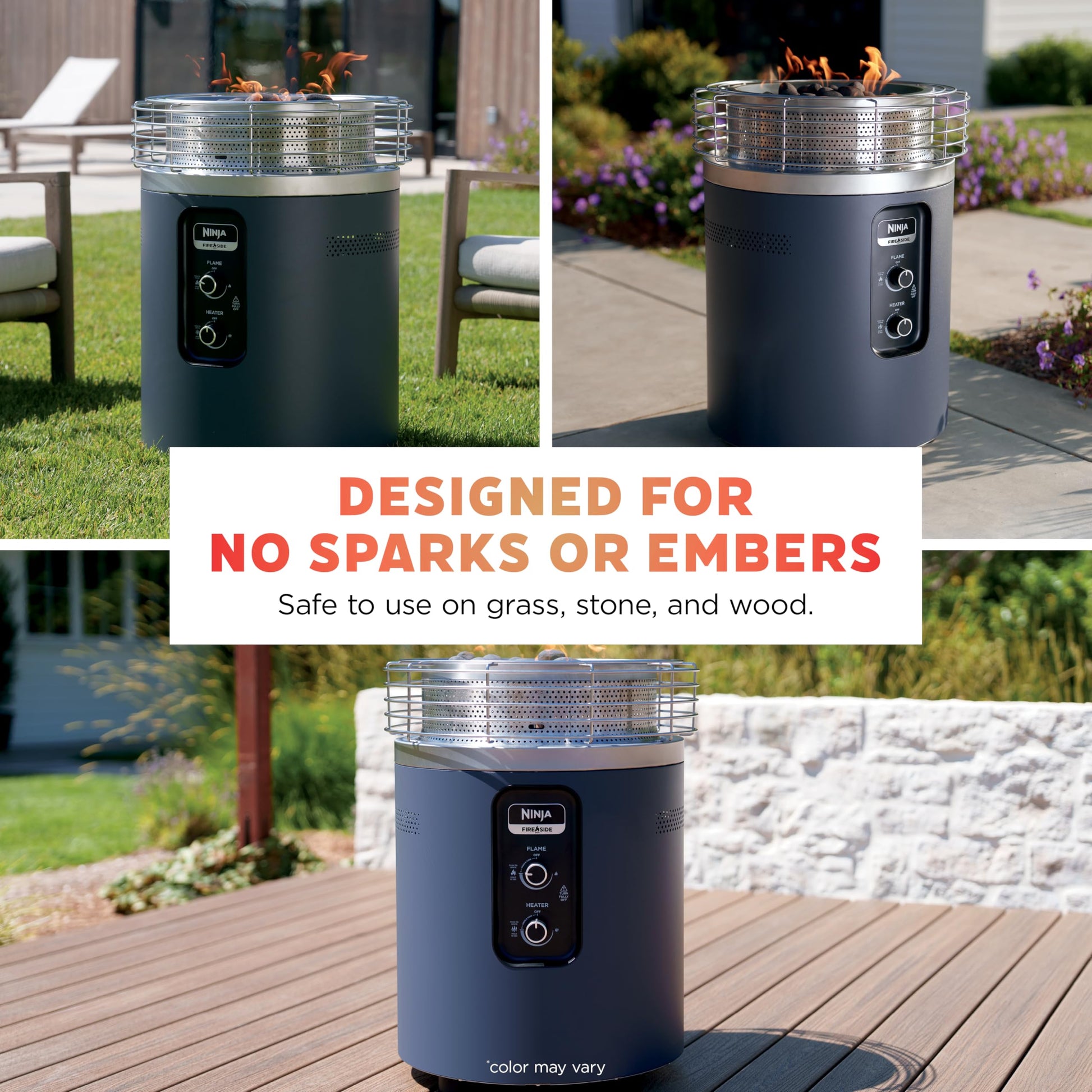 Ninja Fireside360 Smokeless Outdoor Fire Pit & Patio Heater – 3 Modes (Flame, Heat, Both), 80,000 BTUs, Propane Powered, Weather-Resistant, Hassle-Free Dial Control, OF101C (Canadian Version) - Available at All In One Marketplace Canada