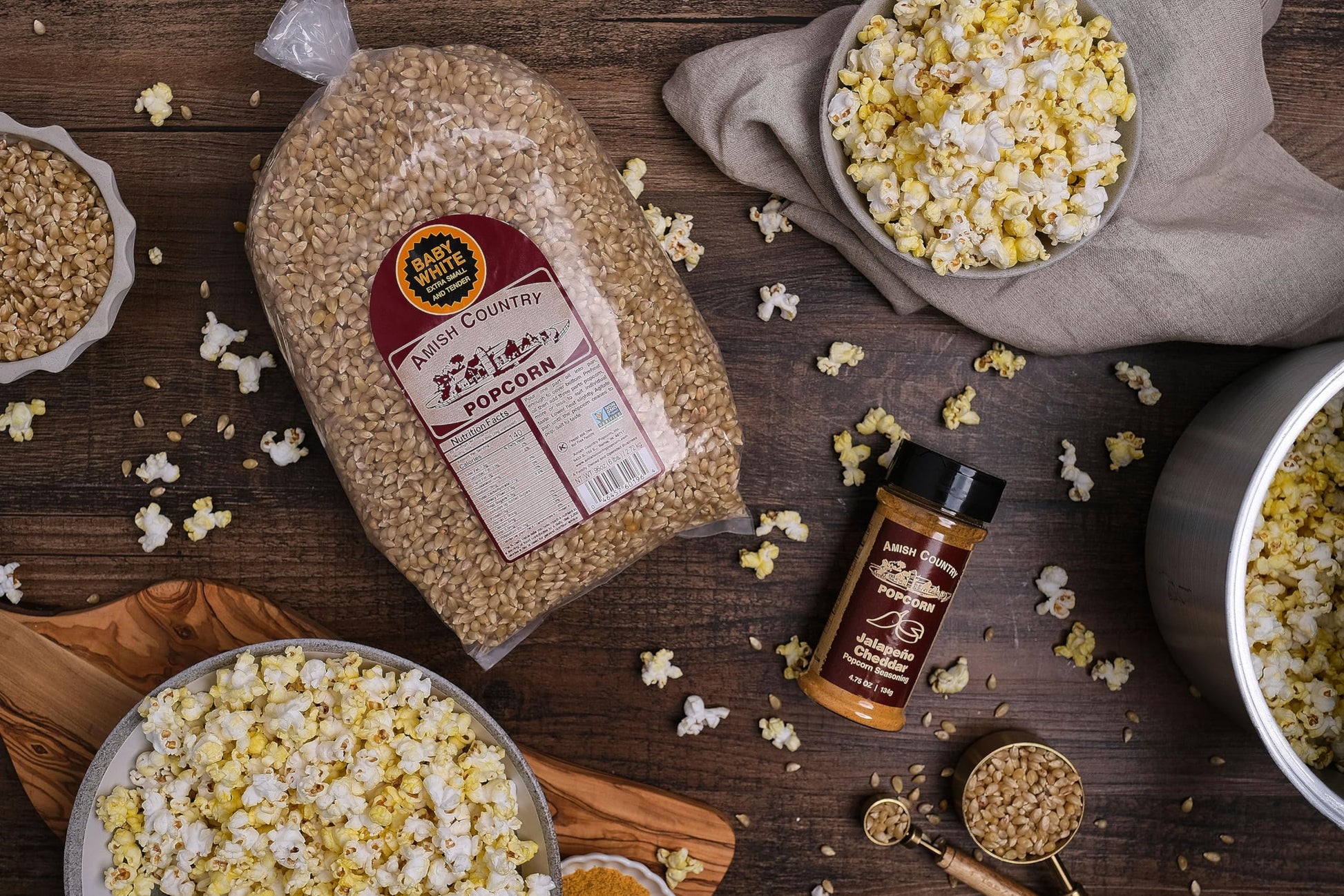 Amish Country Popcorn Baby White Kernels | 6 lb Bulk Bag | Small, Tender & Non-GMO