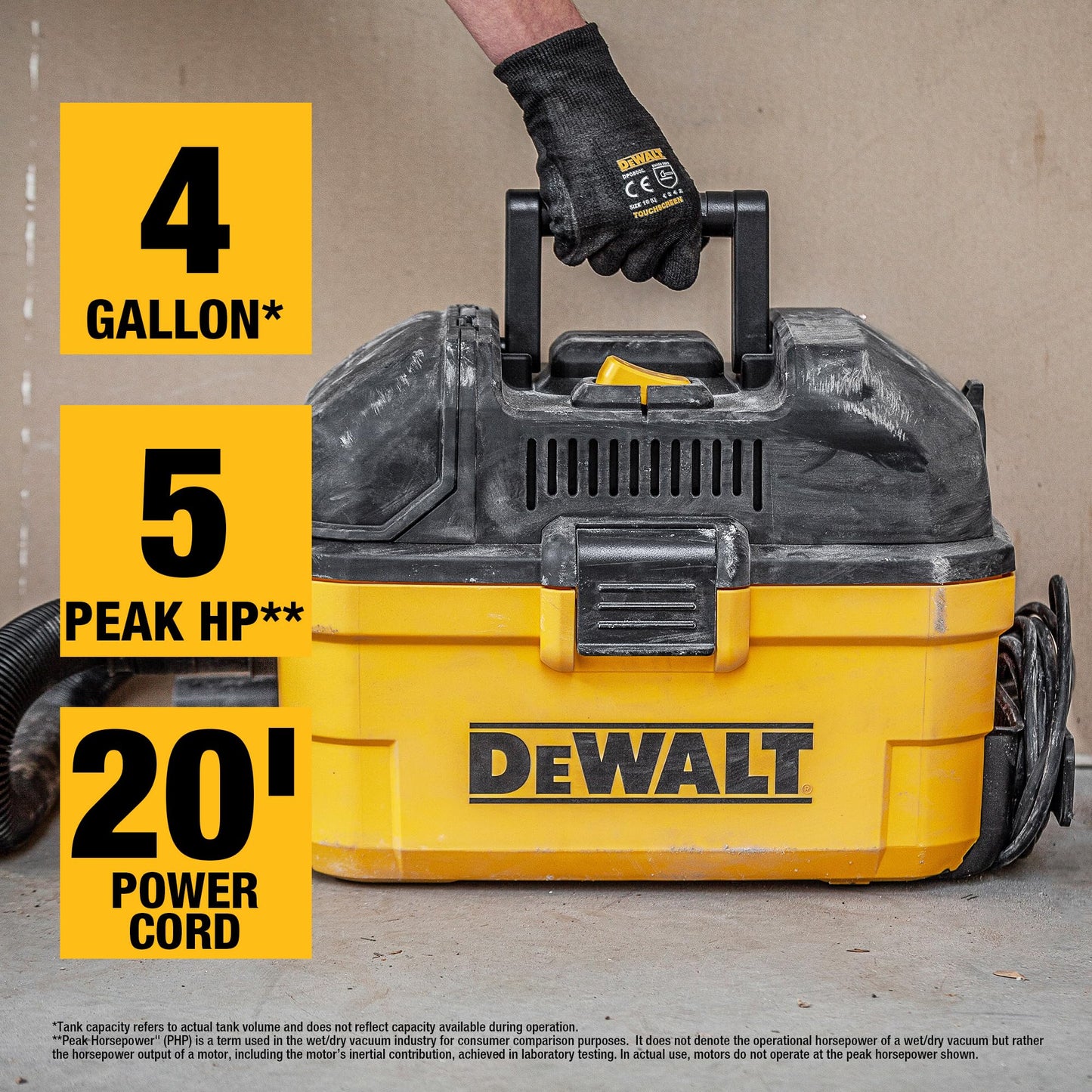 DEWALT DXV04T Portable 4 Gallon Wet/Dry Vacuum, Yellow 🍁 All In One Marketplace Canada