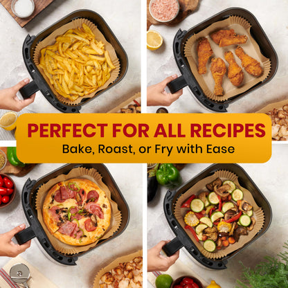 Air Fryer Liners, 125Pcs Disposable Parchment Paper Liners – Non-Stick and Oil Proof for Easy Cleanup – 8” Square for 5-8 qt Basket by Baker's Signature