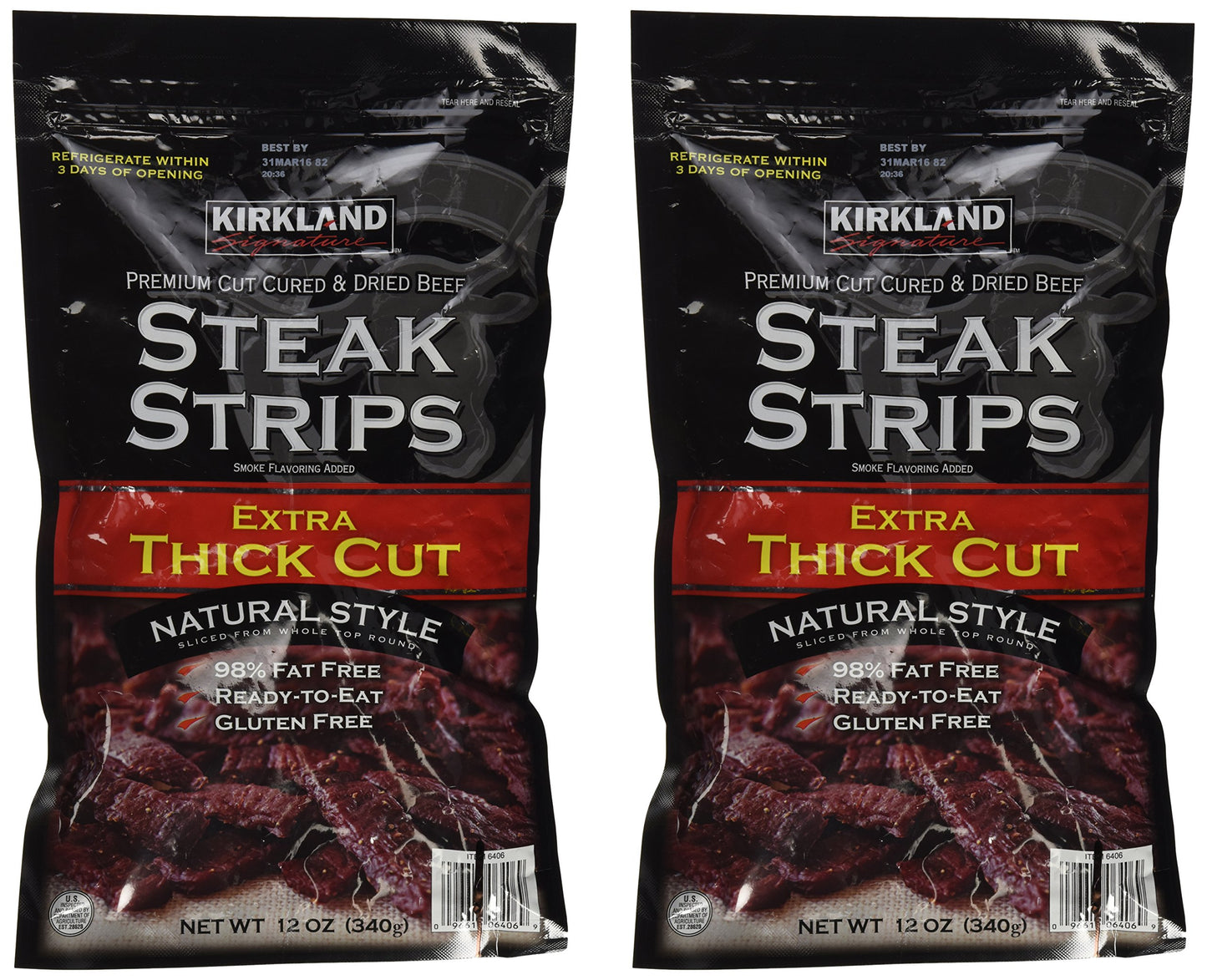 Kirkland Signature Premium Beef Steak Strips Jerky – 2-Pack (12 oz Total)