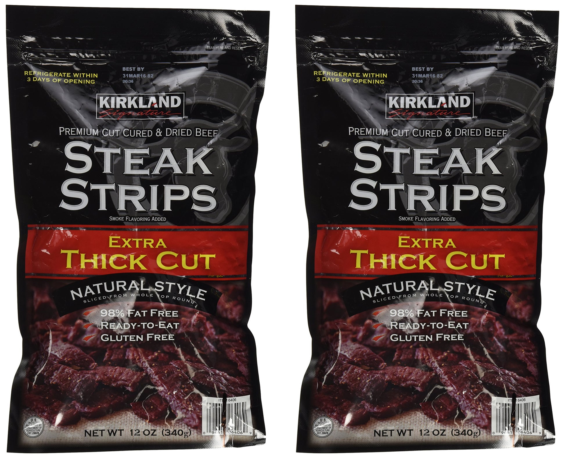 Kirkland Signature Premium Beef Steak Strips Jerky – 2-Pack (12 oz Total)