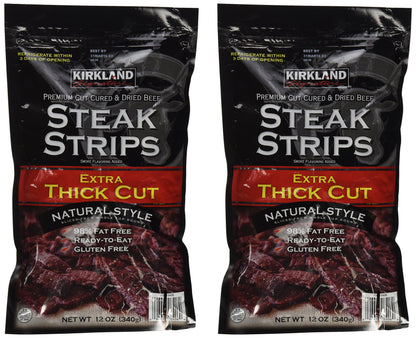 Kirkland Signature Premium Beef Steak Strips Jerky – 2-Pack (12 oz Total)