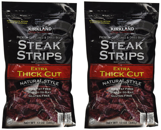 Kirkland Signature Premium Beef Steak Strips Jerky – 2-Pack (12 oz Total)