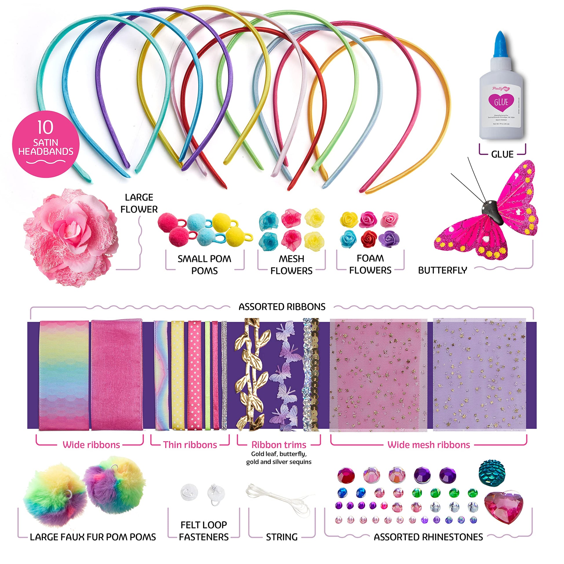 Headband Making Kit for Girls - Make Your Own Fashion Headbands for Kids - DIY Hair Accessories Set - Arts & Crafts Gift for Ages 5-12 Year Old Girl - Little Children's Art & Craft Gifts