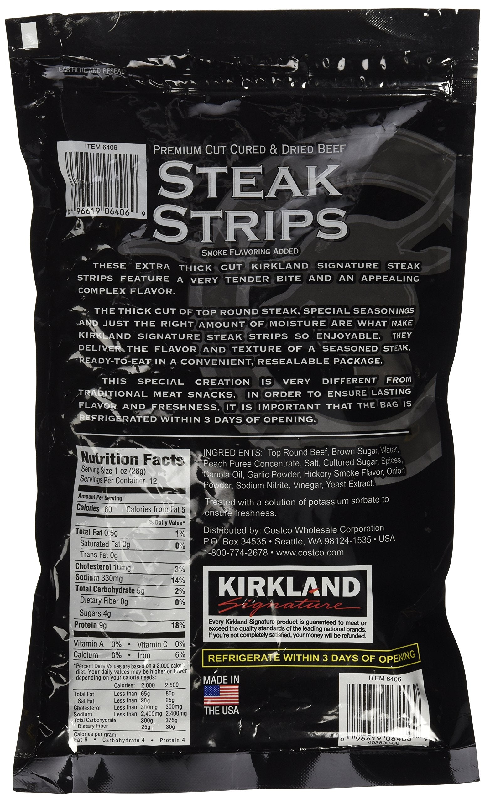 Kirkland Signature Premium Beef Steak Strips Jerky – 2-Pack (12 oz Total)