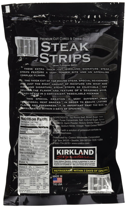 Kirkland Signature Premium Beef Steak Strips Jerky – 2-Pack (12 oz Total)