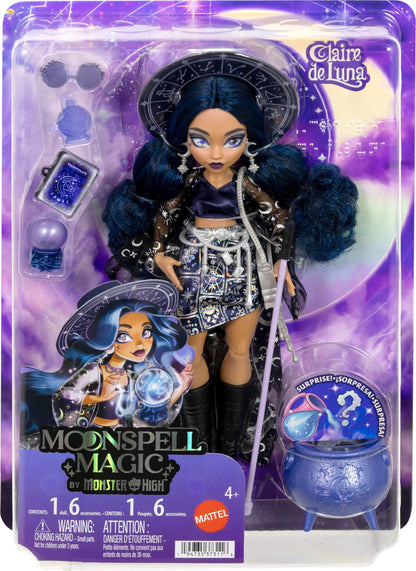 Monster High Doll, Moonspell Magic by Monster High Claire De Luna The Clairvoyant Witch with Cauldron Surprise & Accessories like Crystal Ball