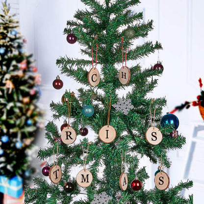 HOHOTIME Natural Wood Slices, 50 PCS 2''-2.4'' Unfinished Predrilled with Hole Wood Discs with Twine, Round Wood Circles DIY Craft Kit for Wedding Decoration Christmas Ornaments 🍁 All In One Marketplace Canada