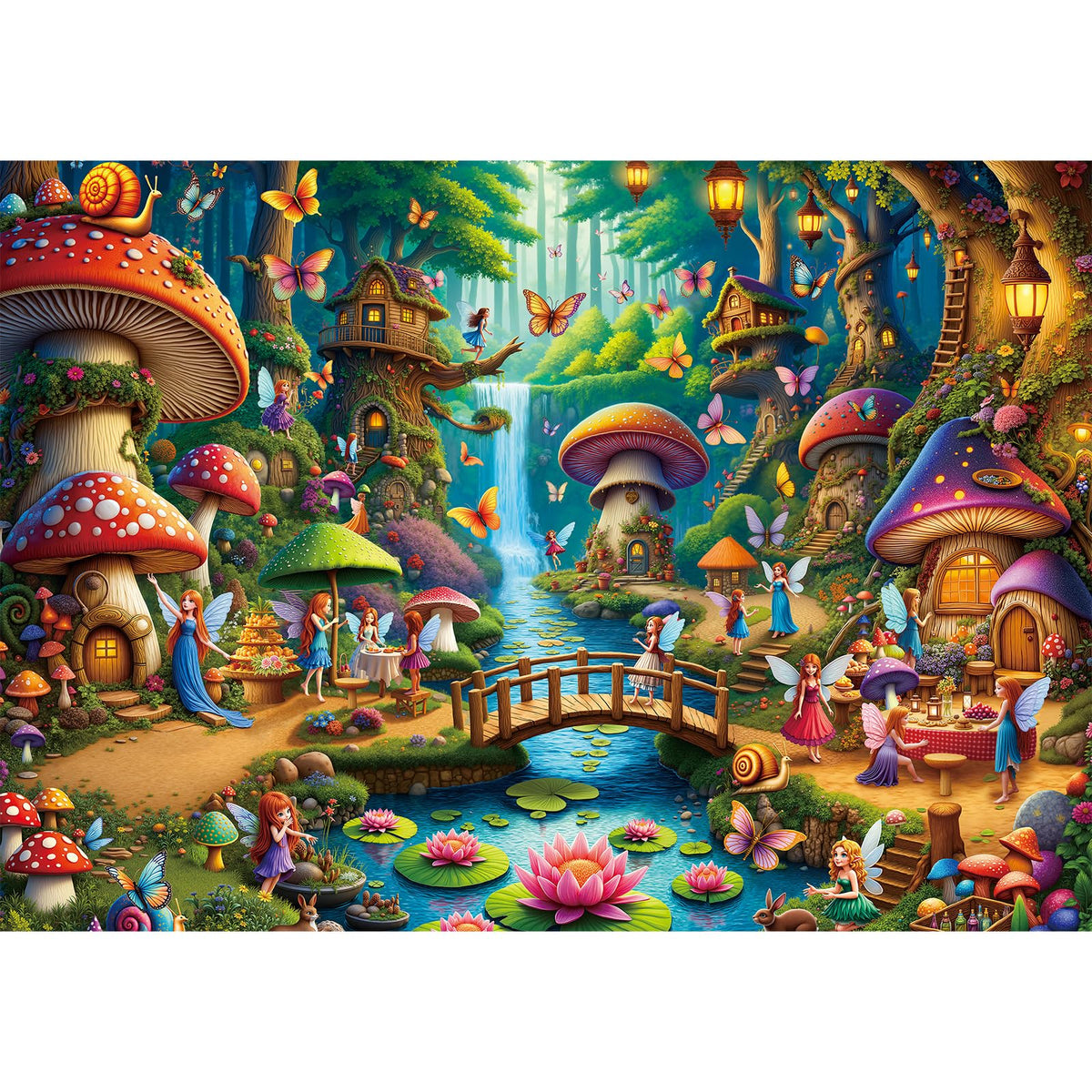 Rocorose 500 Piece Puzzles for Adults, Mushroom House Jigsaw Puzzle Challenging Fairy Mushroom Village Puzzle Holiday Party Educational Game Birthday Festival Gift 🍁 All In One Marketplace Canada