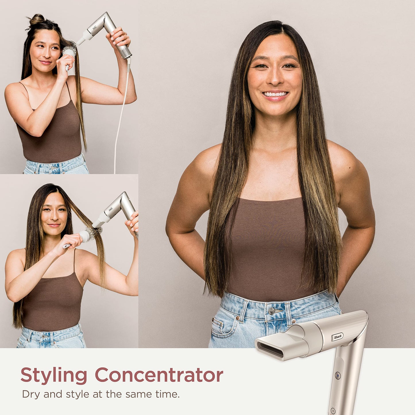 Shark FlexStyle Air Styling & Drying System, Powerful Hair Blow Dryer Multi-Styler Auto-Wrap Curlers, Curl-Defining Diffuser, Oval Brush & Concentrator Attachment, HD435C (Canadian Version), Stone Shark