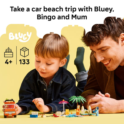 LEGO Bluey: Bluey’s Beach & Family Car Trip - Toddler Learning Toy for Kids 4+ - Includes Bluey, Bingo, and Mum Minifigures - Birthday Gift for Boys and Girls, Ages 4+ - 11202 LEGO