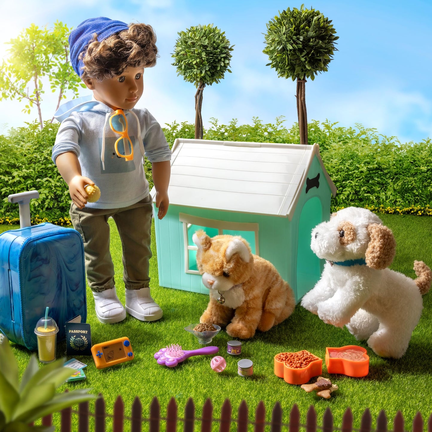 Our Generation Hop in Cat Carrier, Pet Care Playset for Doll Play, Plush Our Generation