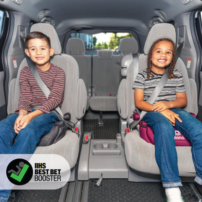 Diono Solana 2022, No Latch, Pack of 2 Backless Booster Car Seats, Lightweight, Machine Washable Covers, Cup Holders, Pink