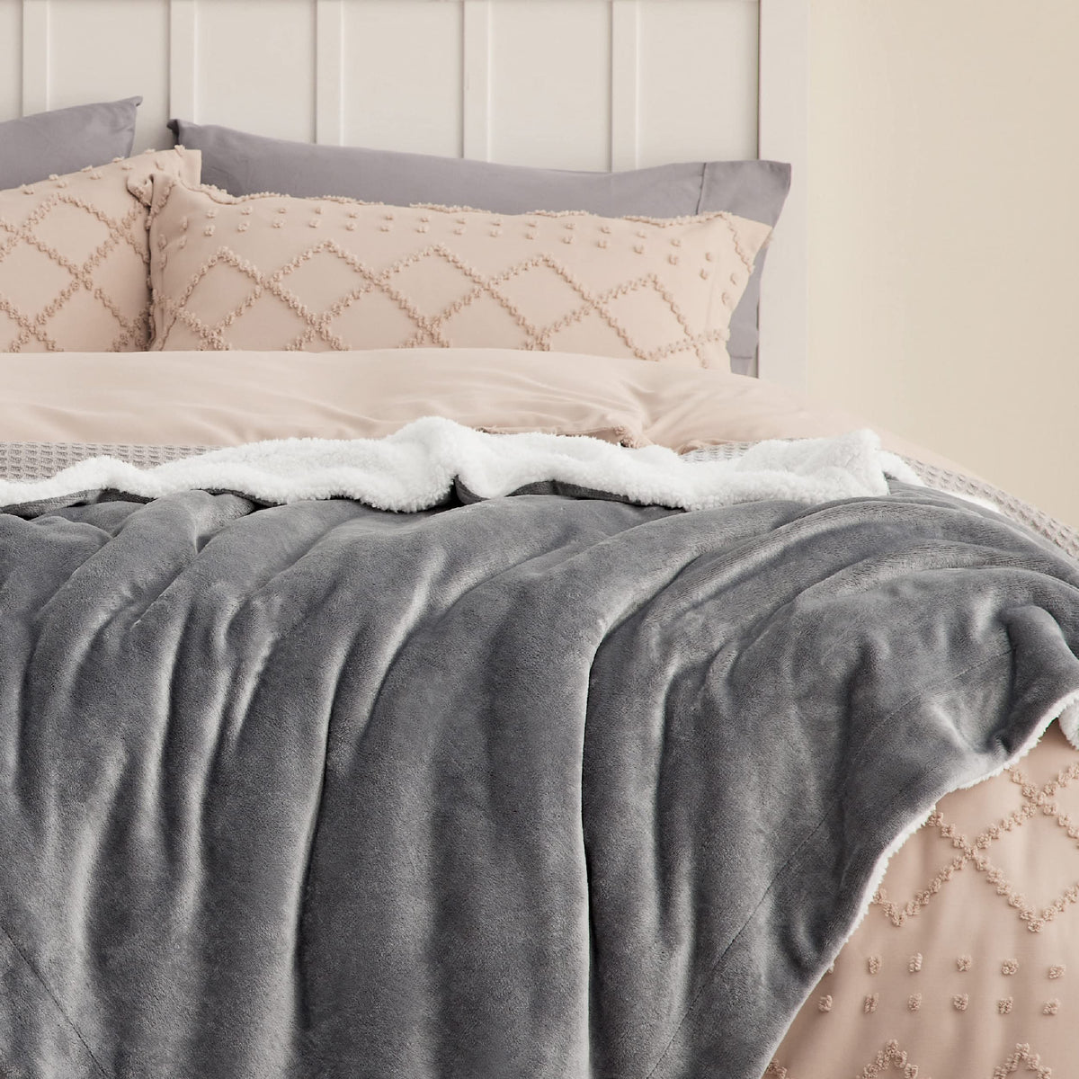 Bedsure Reversible Queen Sherpa Blanket for Bed, Grey, 90x90 Inch 🍁 All In One Marketplace Canada