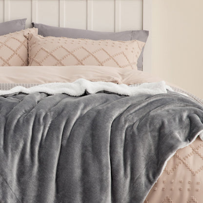 Bedsure Reversible Throw Sherpa Blanket for Bed, Grey, 50x60 Inch 🍁 All In One Marketplace Canada
