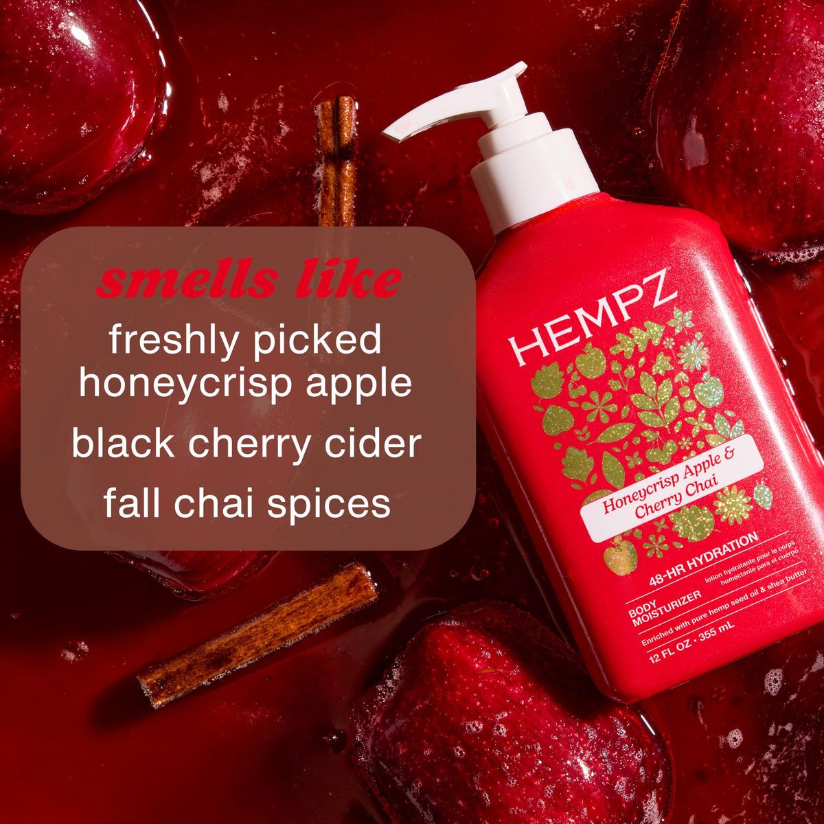 Hempz Honeycrisp Apple & Cherry Chai Body Moisturizer, 12 fl.oz.