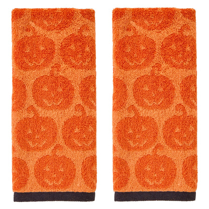 SKL Home Halloween Jack O Lantern Hand Towel 2 pc Set for Bath/Kitchen/Bar & Gift