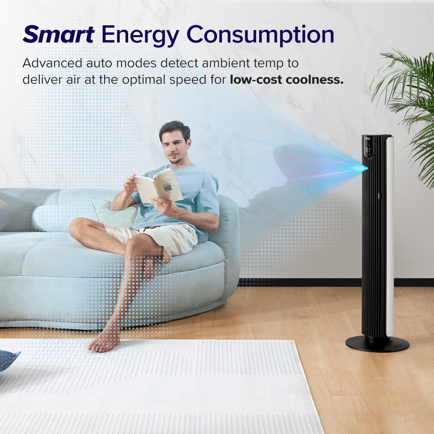 Levoit Smart 42 Inch Tower Fan for Bedroom, 26ft/s Standing Bladeless Fan, Quiet 25dB, 90° Oscillation, Brushless DC Motor, 12 Speeds, 4 Modes, 24H Timer with APP, Works with Alexa