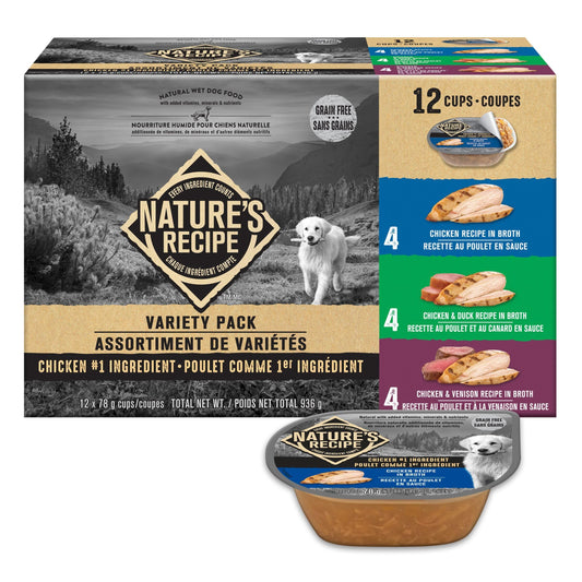 Nature’s Recipe Chicken, Chicken & Duck, Chicken & Venison Wet Dog Food Variety Pack 936 g 12 pk
