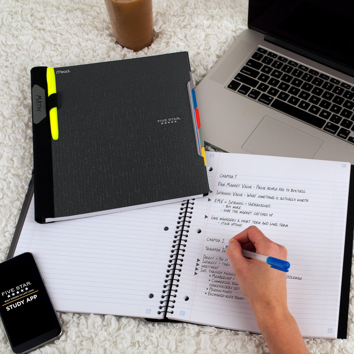 Five Star Advance Spiral Notebook-Standard Size, 5 Subject, College Ruled, 8.5 x 11 Inch Sheet Size, Black (73144)