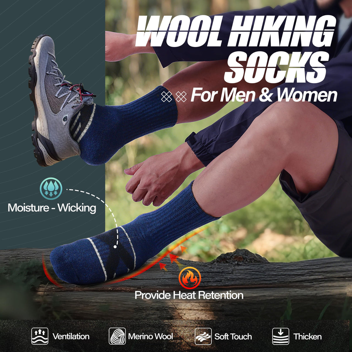 ANTSANG Merino Wool Hiking Socks, Crew Boot Work Socks for Men Women 🍁 All In One Marketplace Canada