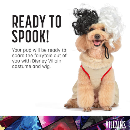 Costume de Cruella pour animaux Disney Villains - Halloween - Très grand - | Costumes d'Halloween Disney Villains pour chiens, costume d'Halloween pour chien sous licence officielle Disney, beige (FF22930)