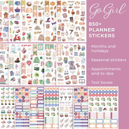GoGirl Planner Stickers, 850+ Small Aesthetic Calendar & Holiday Book 🍁 All In One Marketplace Canada