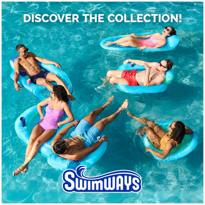 SwimWays Spring Float Premium Papasan Pool Lounger, Inflatable Pool Floats Adult with Fast Inflation for Ages 15 & Up, Sky Blue SwimWays