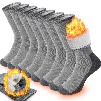 ProEtrade Merino Wool Hiking Socks for Men & Women Thermal Winter Warm Crew Thick Cushion Work Cozy Socks 4 Pairs Gifts Stockling Stuffers for Men(Classic Grey,L) 🍁 All In One Marketplace Canada