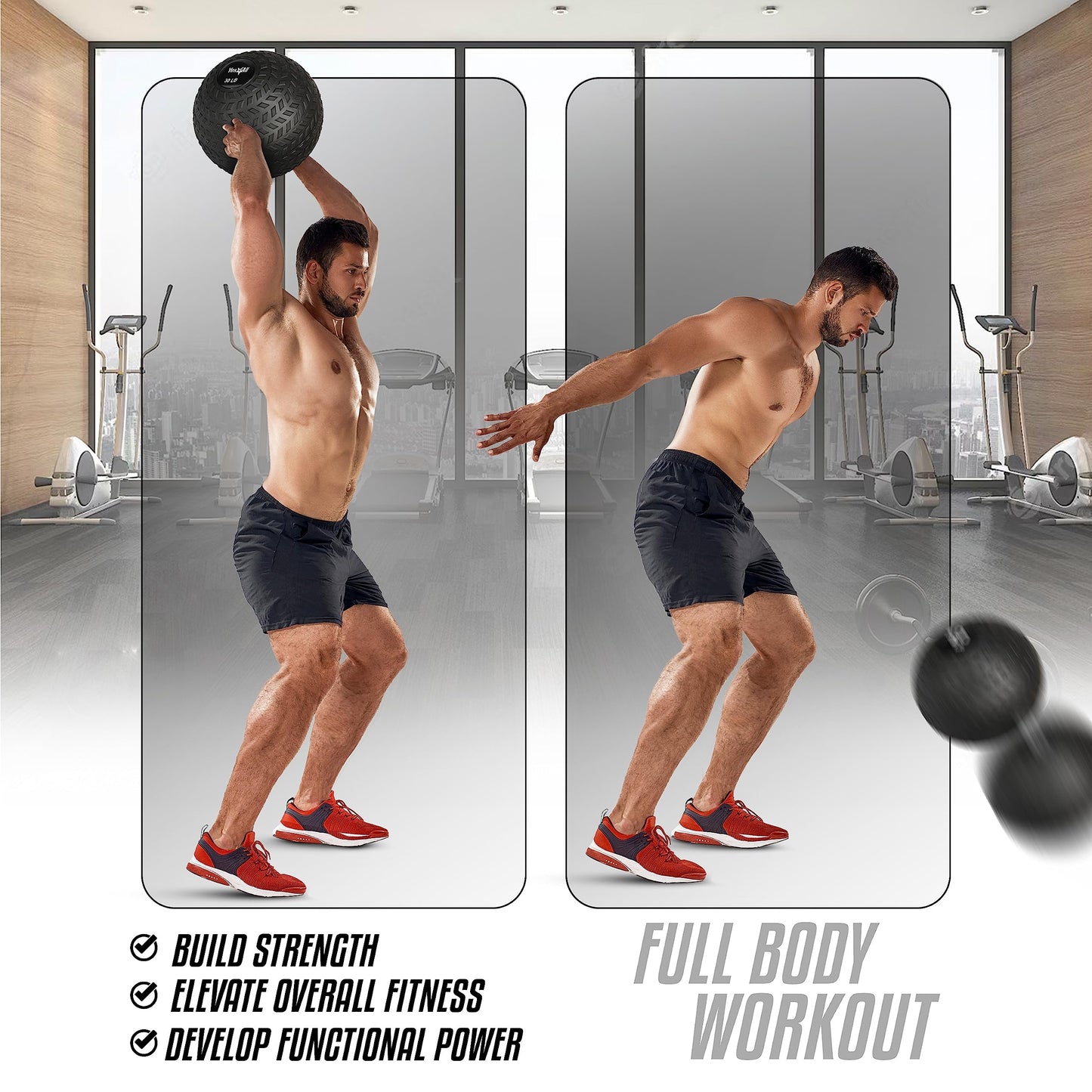 Yes4All 10 lbs Slam Ball for Strength and Cross Training – Medicine Ball (Black) 🍁 All In One Marketplace Canada