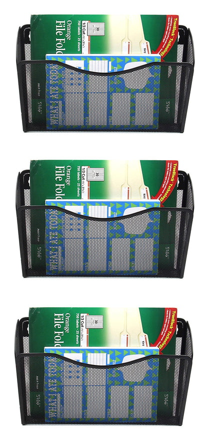 EASEPRES 3 Pack Mesh Wall Mounted File Holder Organizer Metal Hanging Vertical Paper Mails Rack Storage Wire Single Document Filling Holder Pocket for Office and Home, Black 🍁 All In One Marketplace Canada