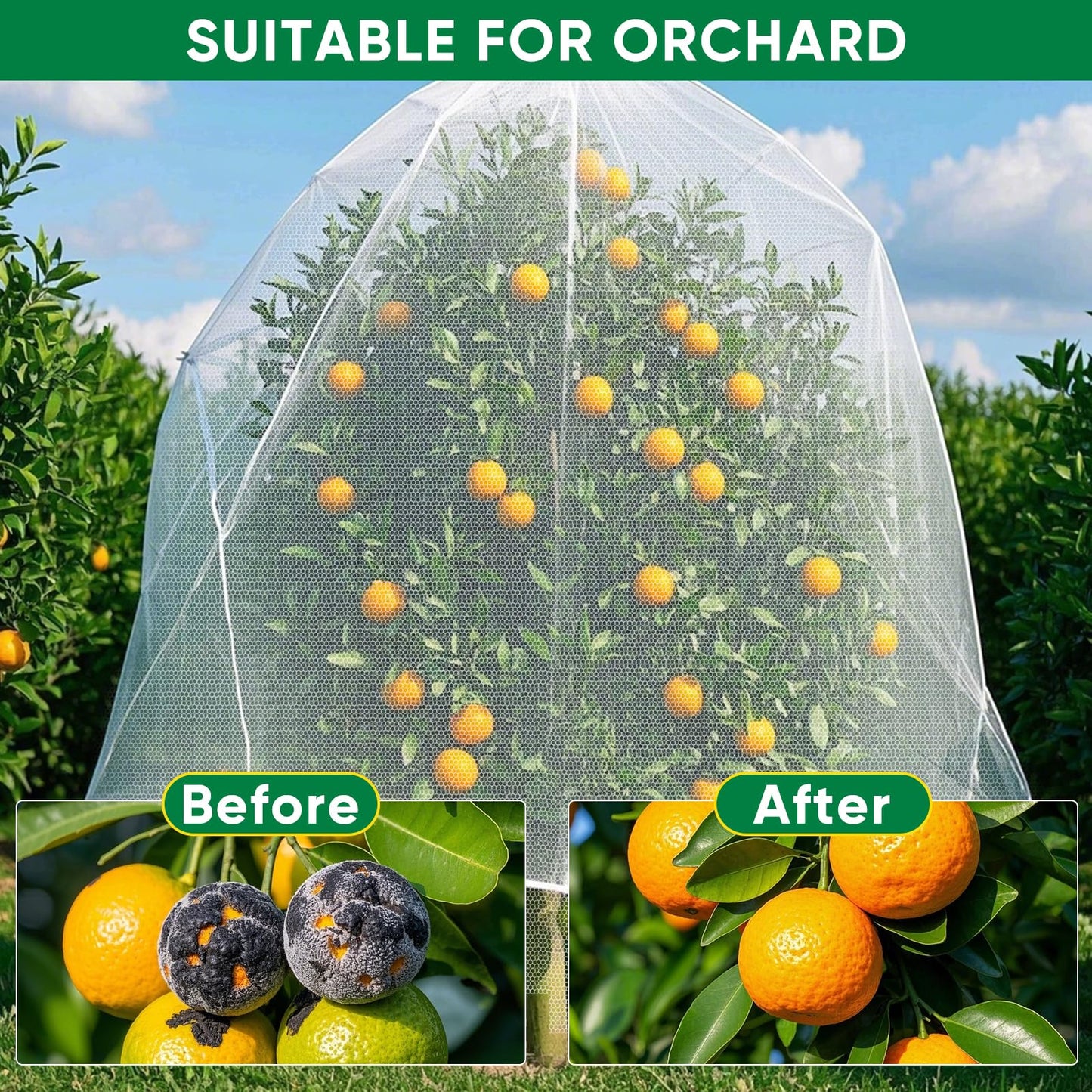 Ultra Fine Insect Mesh Garden Netting 3M x 15M, Extra Large Insect & Bird Barrier Netting, Crop Protection Plants Netting for Vegetables, Fruit Trees, Greenhouse, Customizable Plant Cover Protection - Available at All In One Marketplace Canada