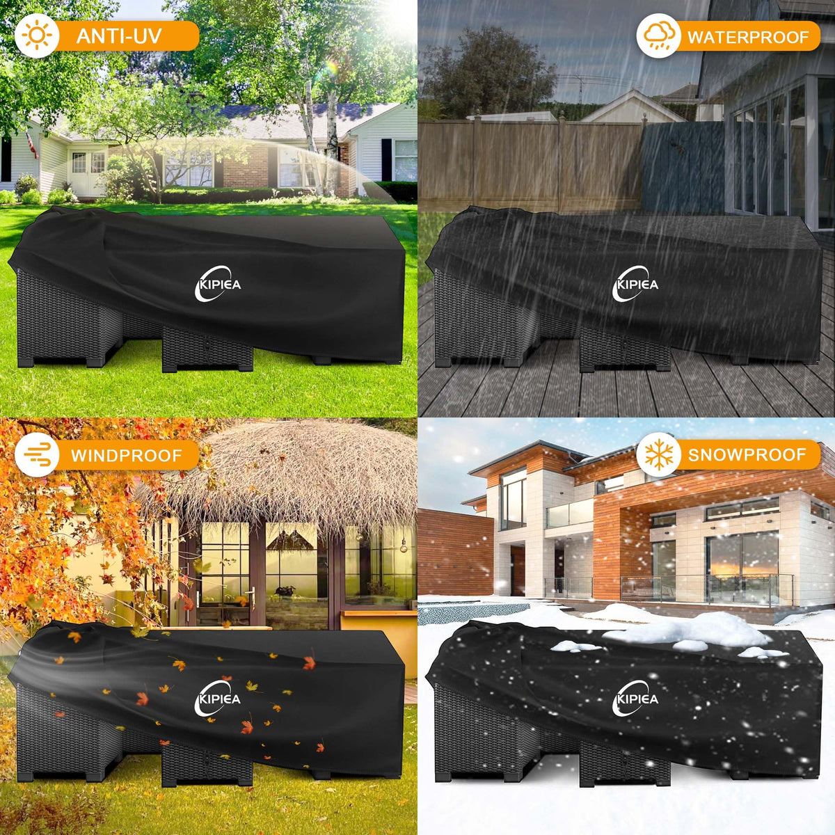 Kipiea Patio Furniture Covers Waterproof Winter, 420D Outdoor Furniture Set Covers, Heavy-Duty Patio Table Covers, No Tears Anti UV No Fading (98" L x 83" W x 36" H) 🍁 All In One Marketplace Canada