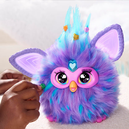 Furby Purple, 15 Fashion Accessories, Interactive Plush Toys for 6 Year Old Girls & Boys & Up, Voice Activated Animatronic (English Version)