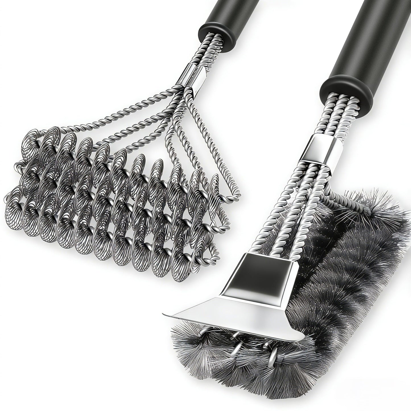 2 Pack BBQ Grill Brush, 18 inch BBQ Accessories, BBQ Cleaning Brush Safe Bristle Free BBQ Brush,100% Rust-Proof Stainless Steel- BBQ Grill Cleaner for Gas, Charcoal, Smoker, Porcelain, Infrared Grill - Available at All In One Marketplace Canada